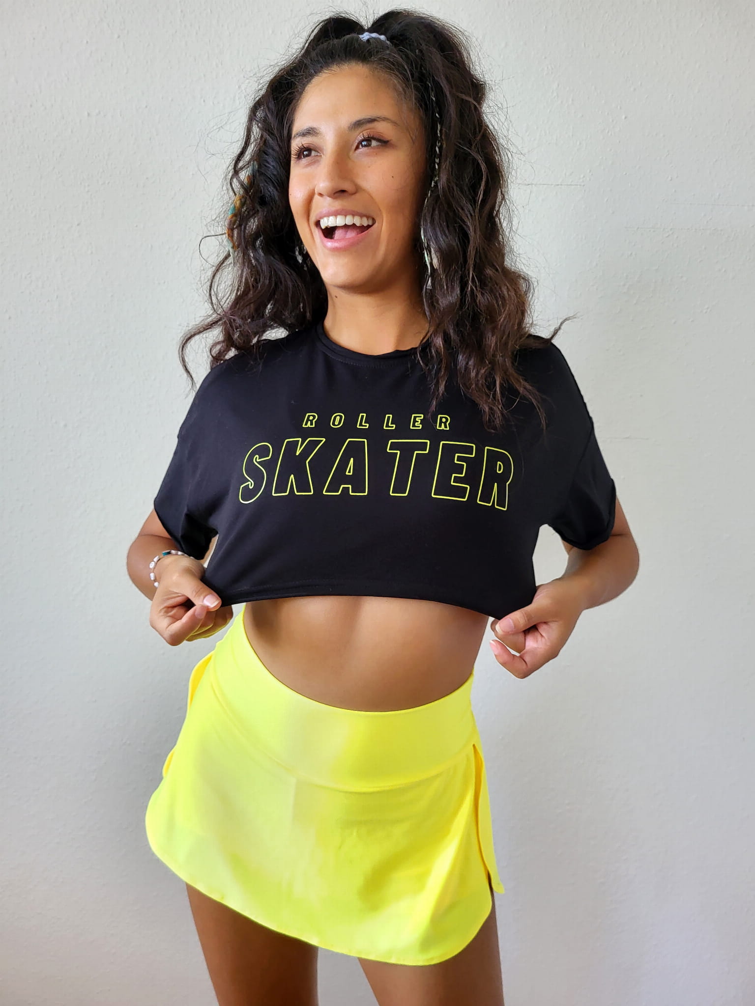 Crop Top ROLLER SKATER Czarno-Żółty