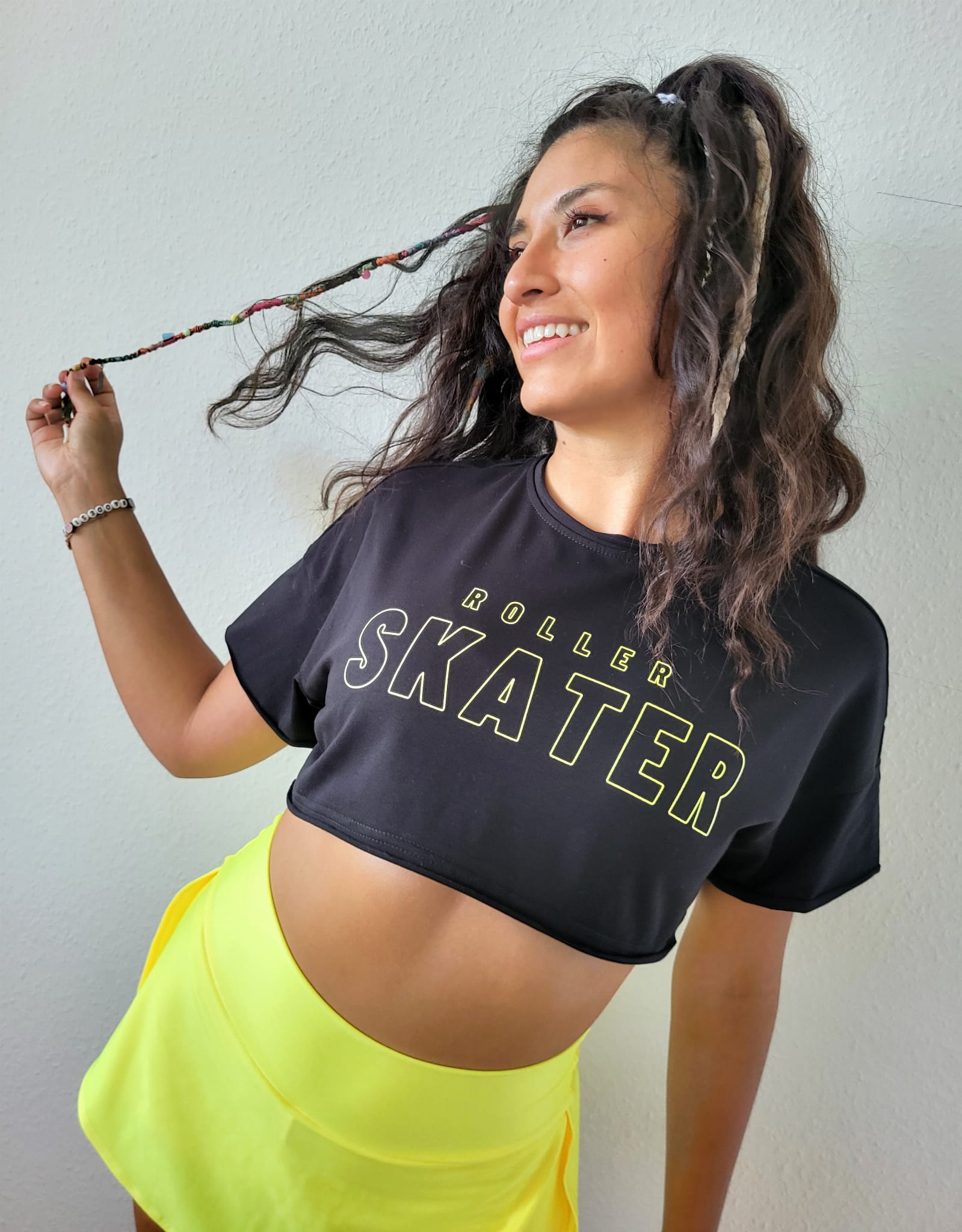 Crop Top ROLLER SKATER Czarno-Żółty