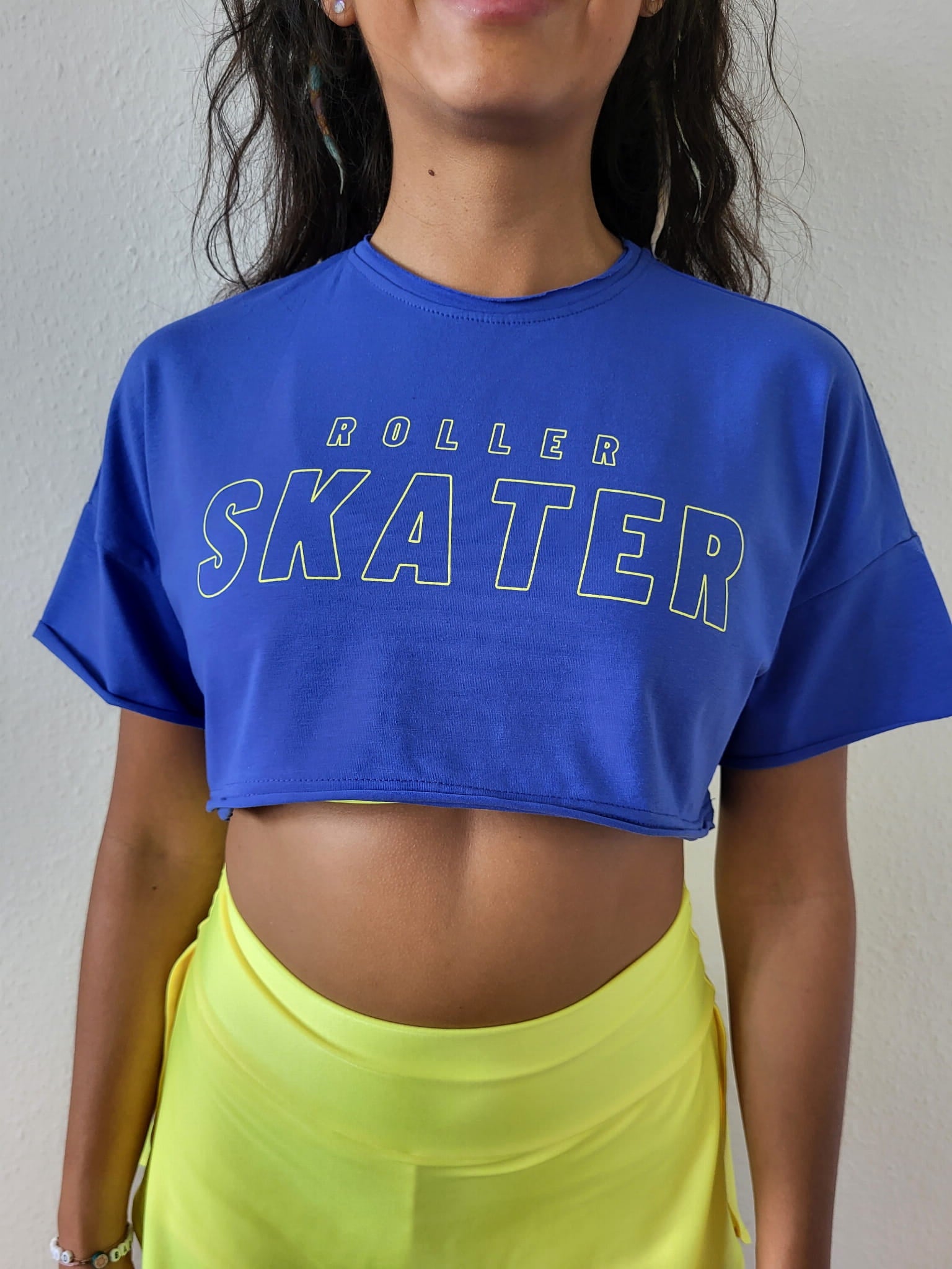 Crop Top ROLLER SKATER Niebiesko-żółty